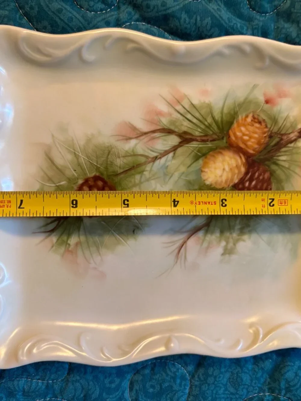 Vintage Covered Cheese Hand-Painted Pinecone Design Dish